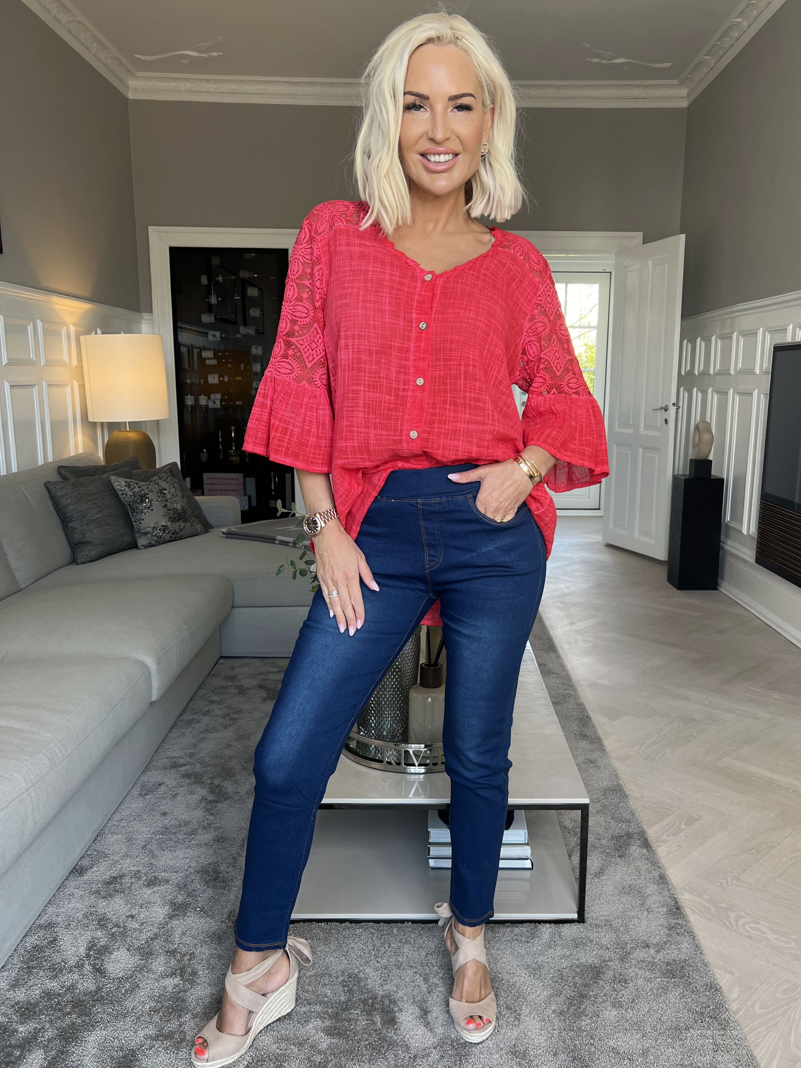 Pernille - Elastiske jeans med elastikkant i livet